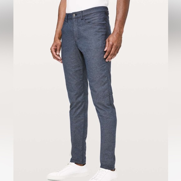 Lululemon Men’s ABC Pant Slim Tech Canvas Heathered Deep Navy 28 - Picture 2 of 9